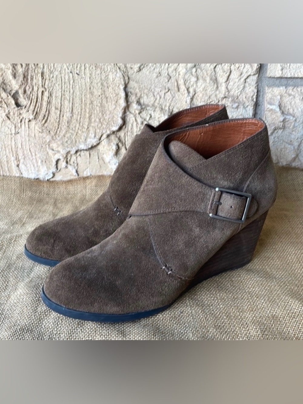 Lucky Brand Suede Leather Bootie Ankle Boot Brown Sumarah Size 9 1/2 Boho